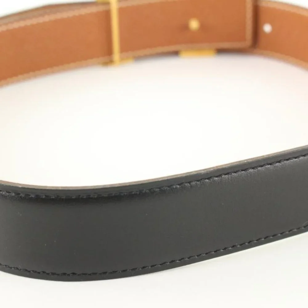 Hermès 32mm Black x Brown Reversible H Logo Belt Kit 97he719s